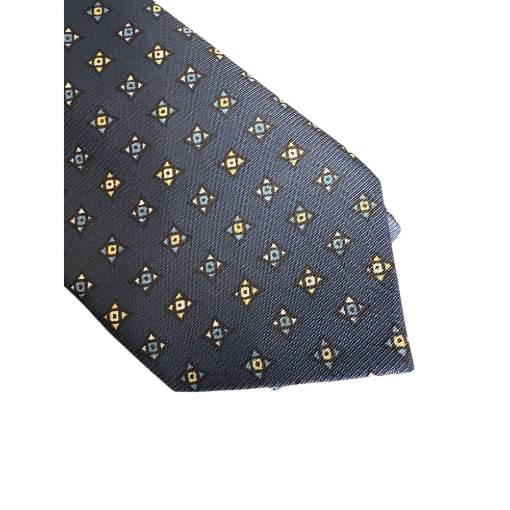 Sears‎ Blue Geometric Slim Tie 55x2.25 Boys Mens Narrow Necktie